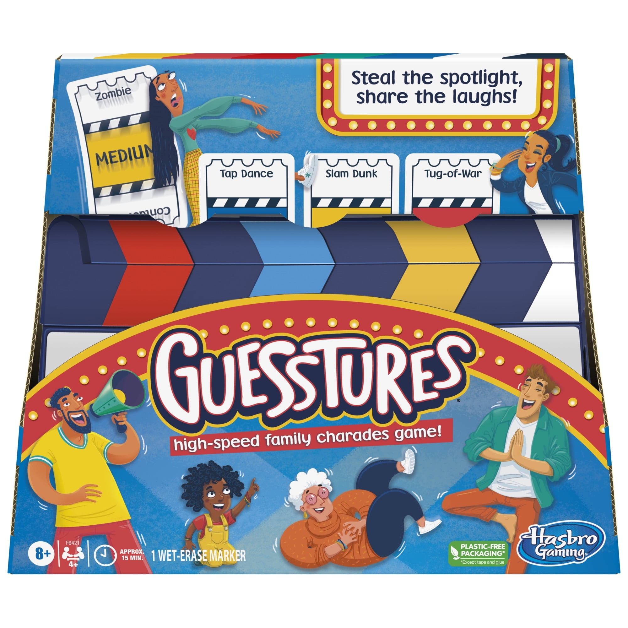 Guesstures Charades Board Game For Adults Kids And Large Groups Easy To Medium Play Ages 8 And Up 4 Players Walmart