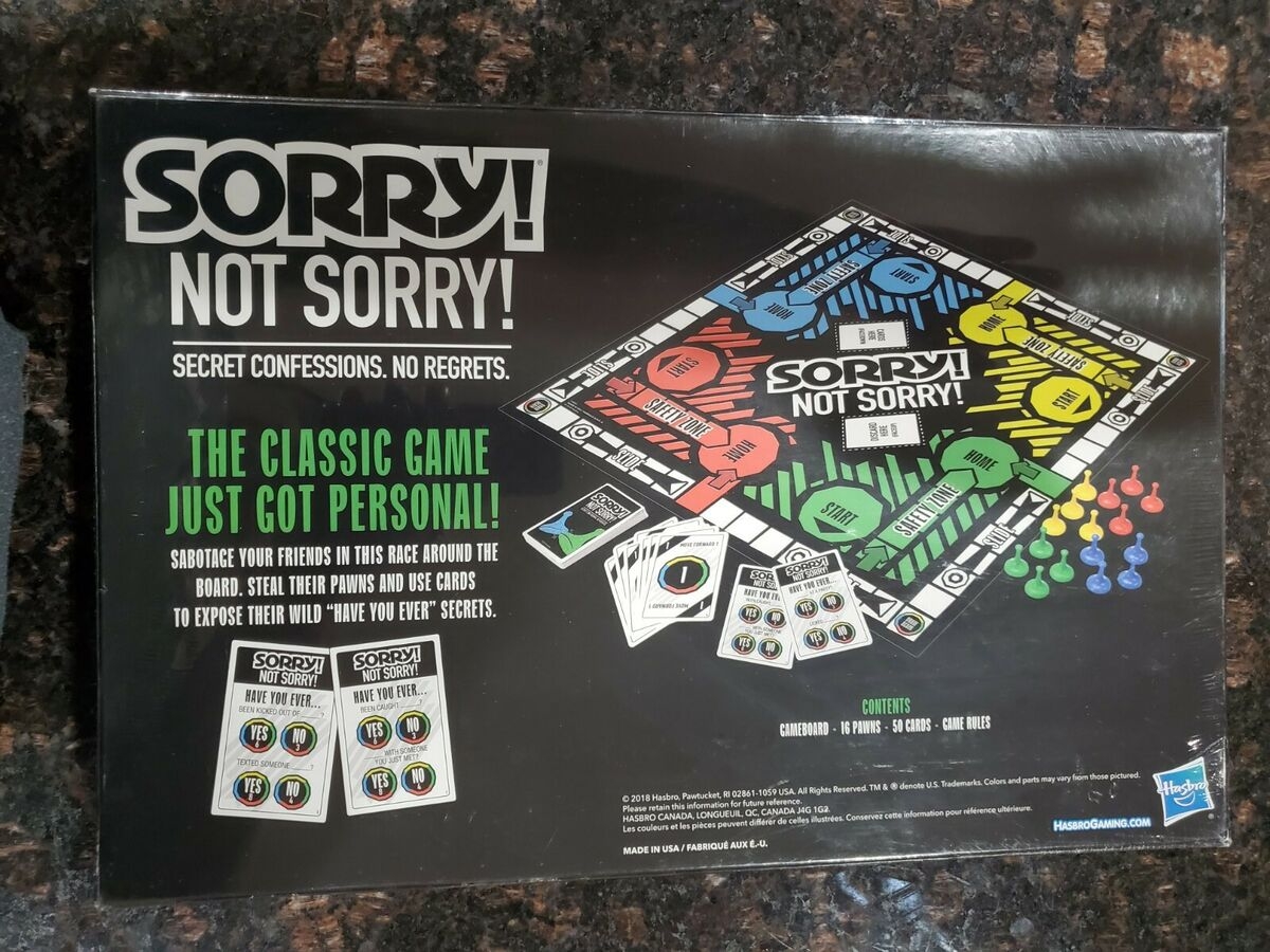 Hasbro Sorry Not Sorry Adult Board Game NEW And SEALED EBay