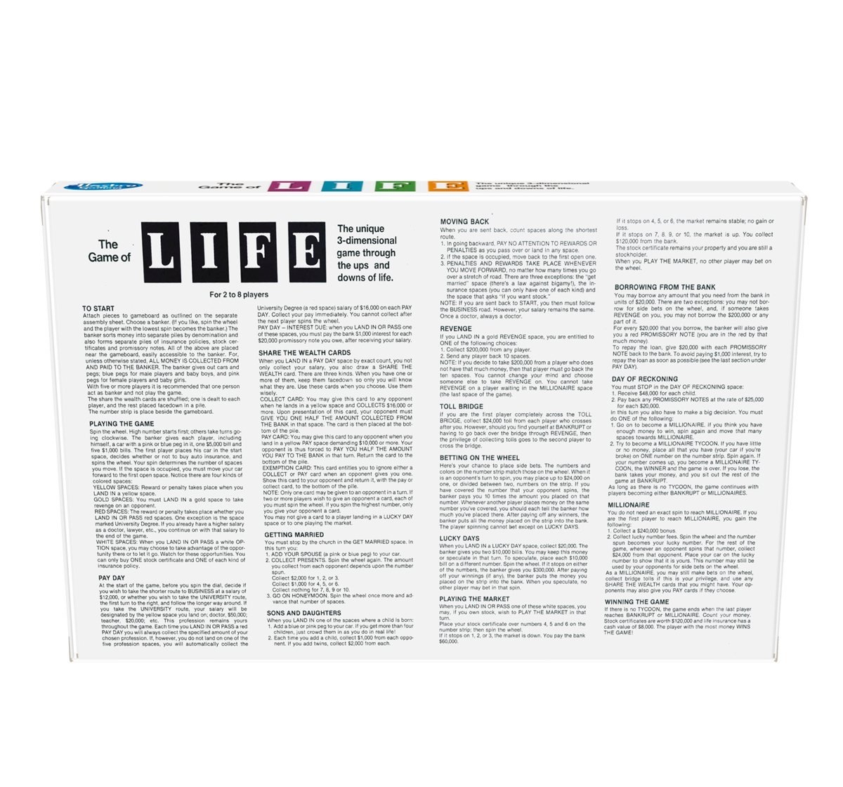 rules for life board game