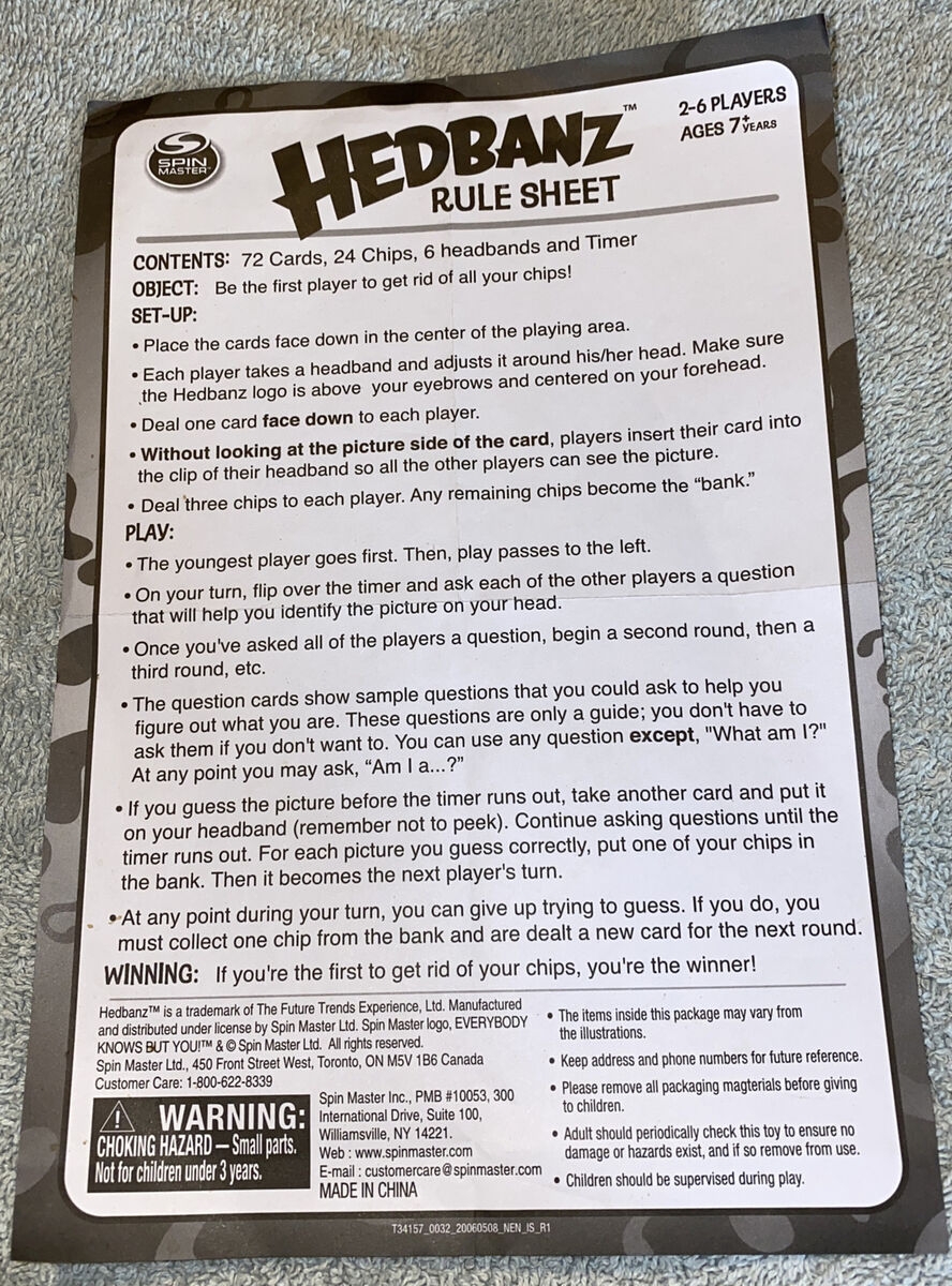 hedbanz board game rules
