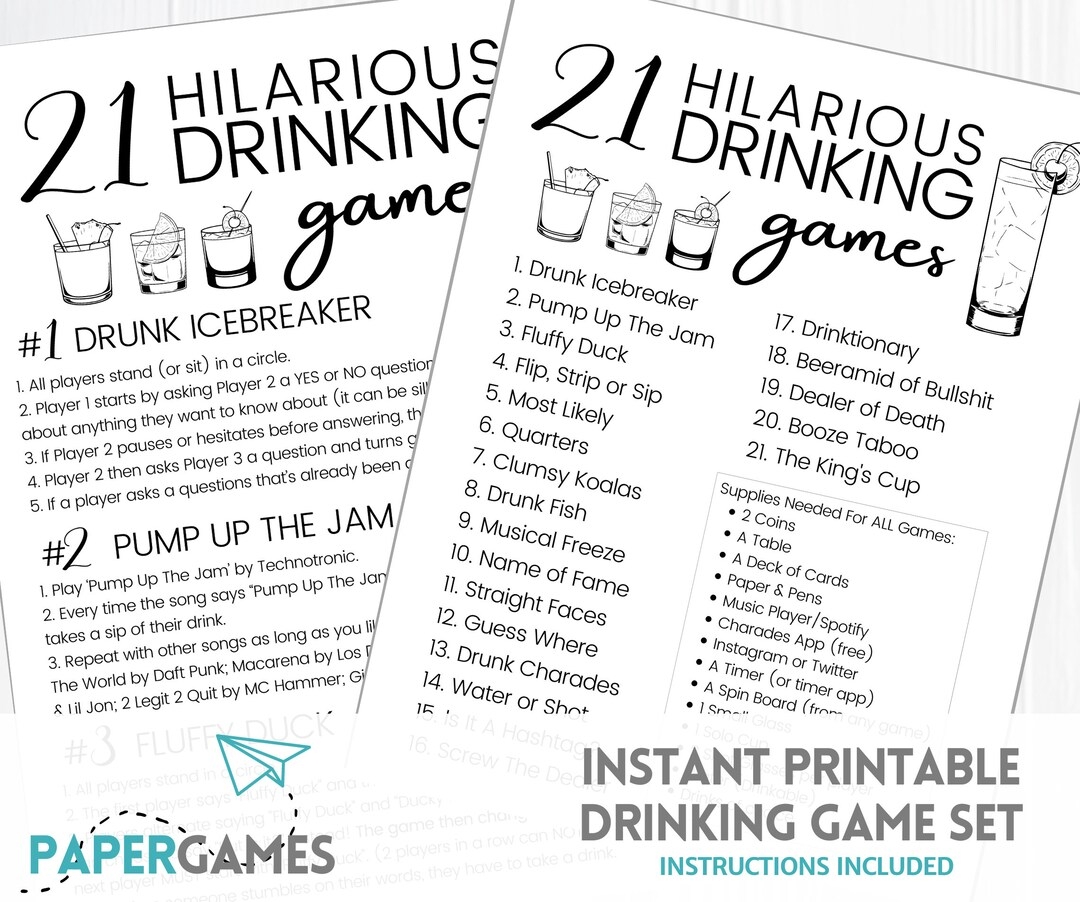 Hilarious 21 Drinking Games Printable Party Games Adult Games Birthday Party Game For Adults Friends Drinking Games Download Drink If Etsy