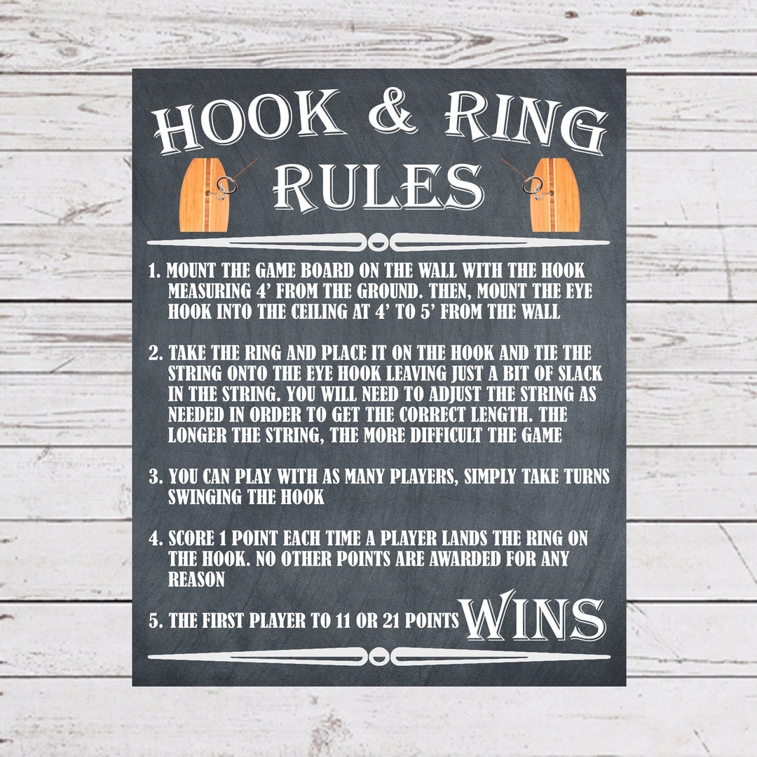 Hook And Ring Rules Ring Toss Instructions Yard Game Signs Outdoor Party Games Wedding Lawn Games Wedding Games Backyard Games Etsy