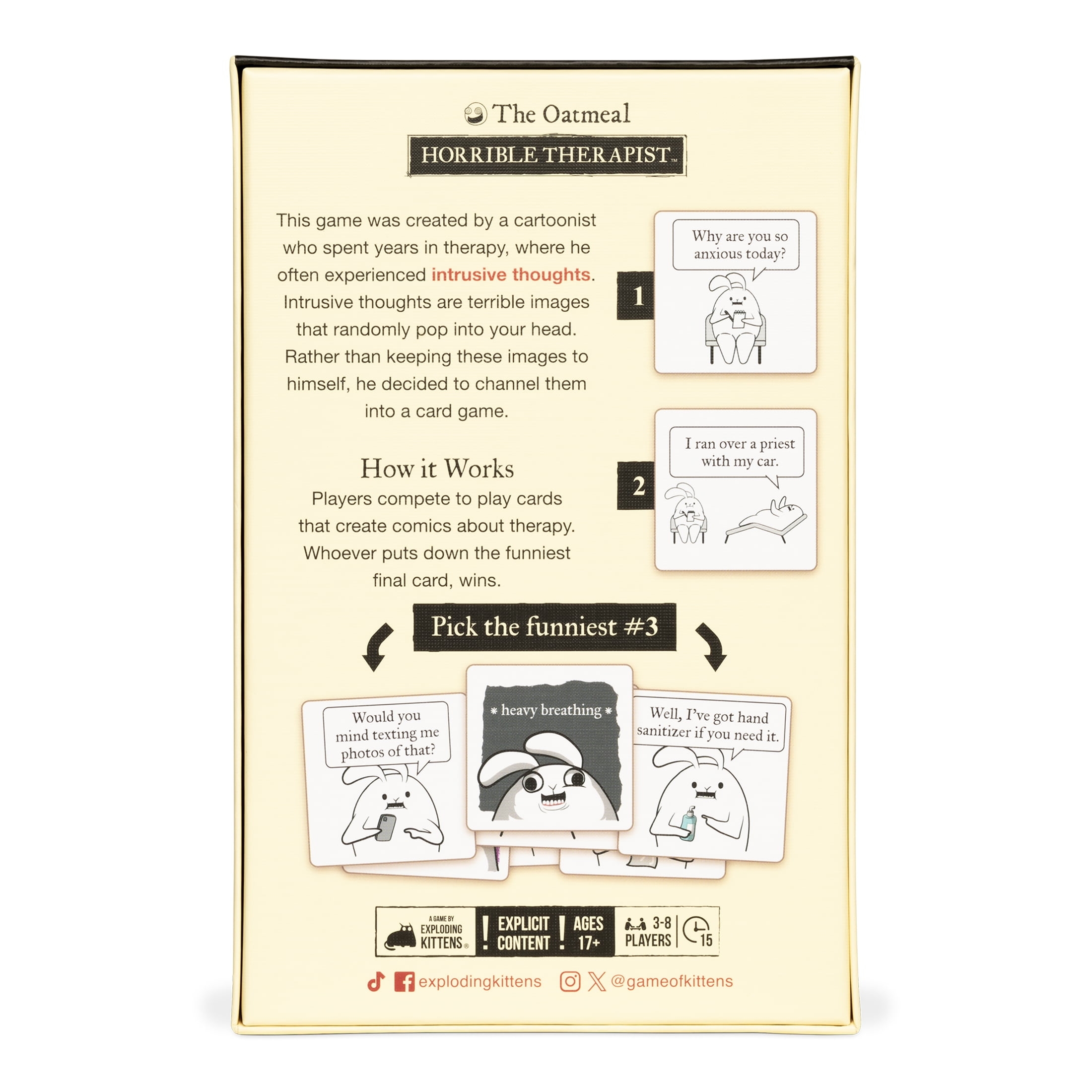 Horrible Therapist By Exploding Kittens 3 8 Players Ages 17 15 Minutes To Play Comic Building Card Game Ideal For Party Game Night Walmart