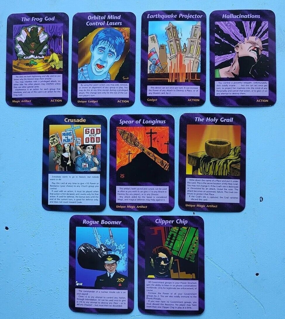 Illuminati New World Order Steve Jackson Games CCG Lot 9 Action Cards Frog God EBay