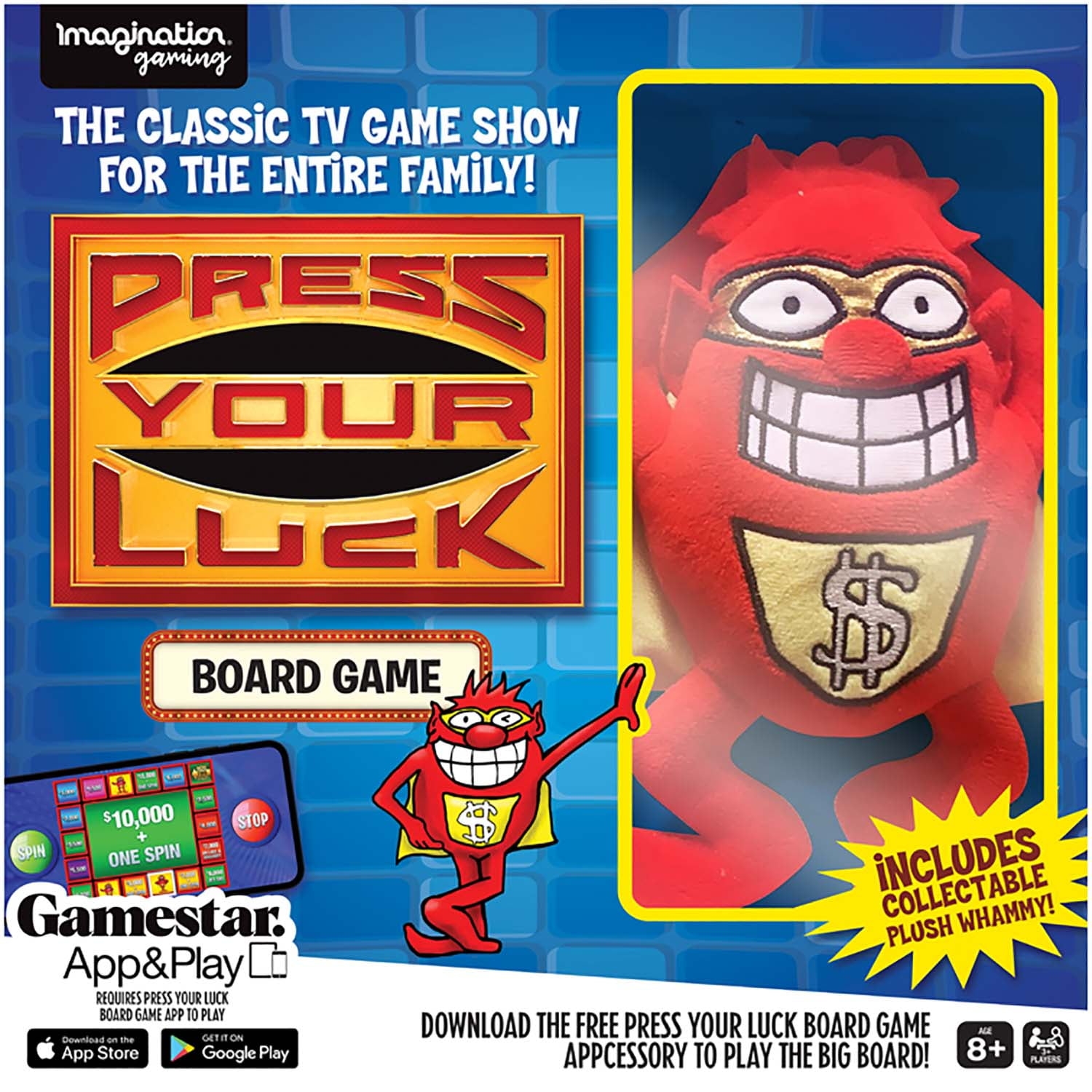 Imagination Games Press Your Luck Board Game With Collectable Whammy Plush Toy For 8 Years Walmart