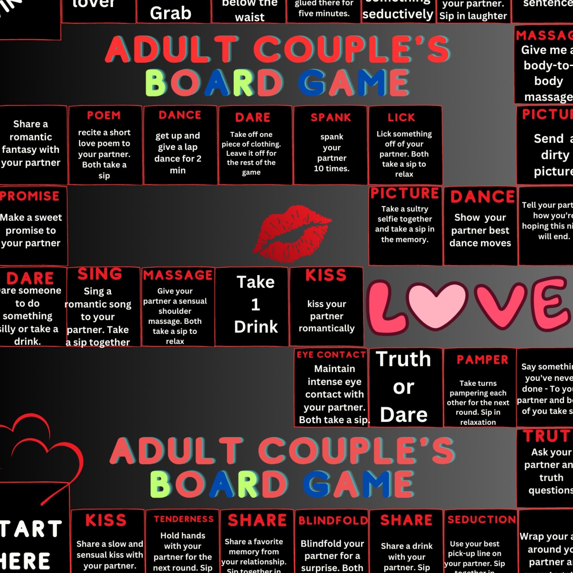 Intimate Adventures Couple Board Game Fun Sensual Printable Couple Game Printable Drinking Board Game Digital Drinking Game Etsy