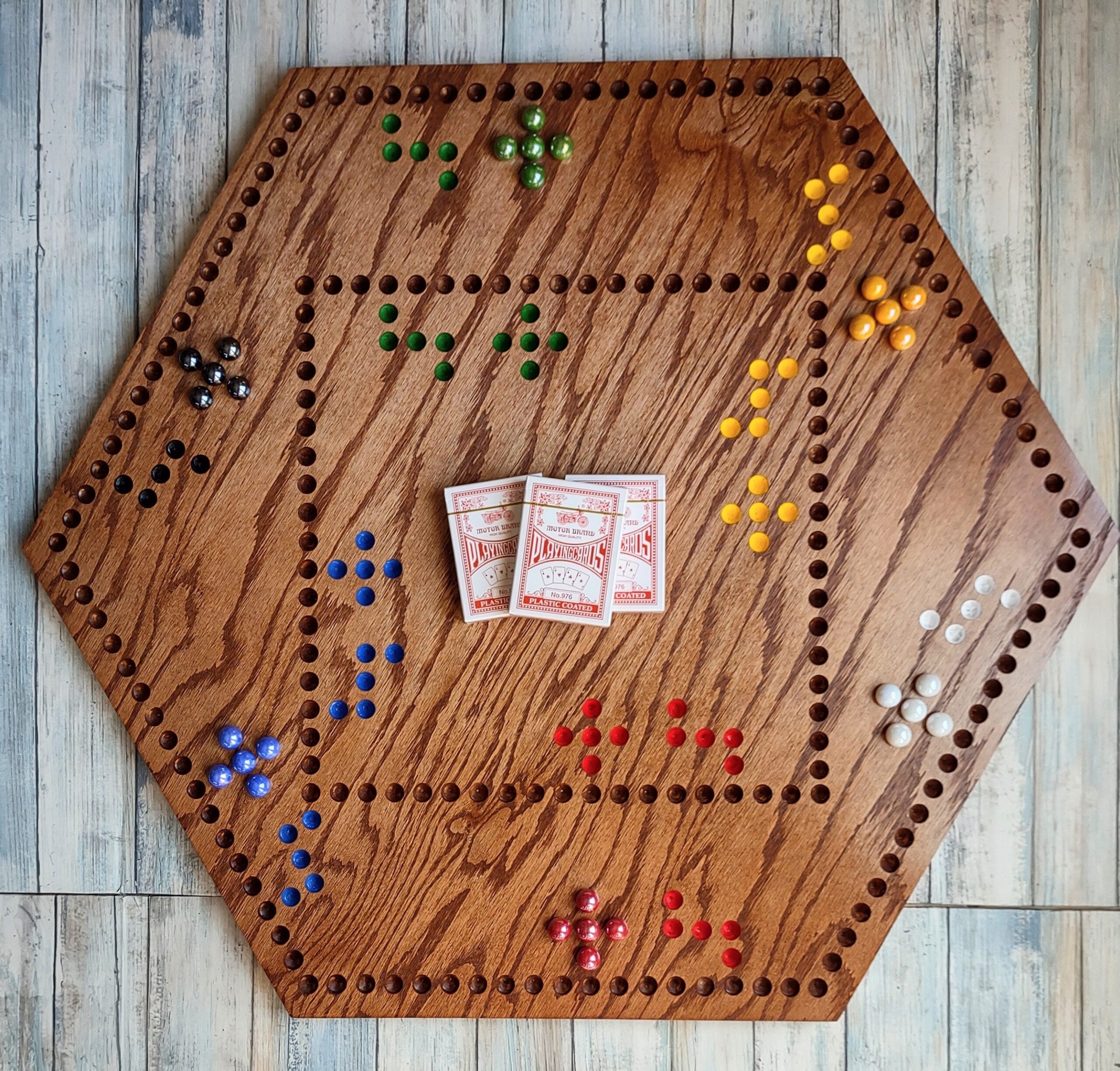 Jokers Board 4 6 Player Deluxe Jokers Game Cards And Marbles Game Carbles murder Game Handmade Jokers Wild Game Board For 4 Or 6 Players Etsy