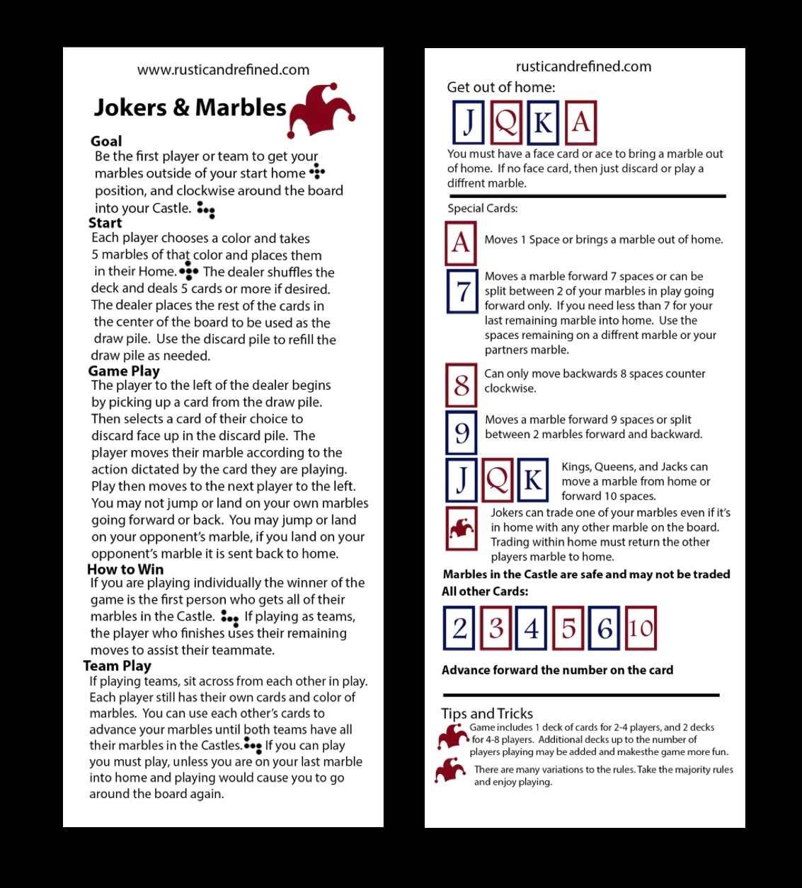 jokers and marbles board game