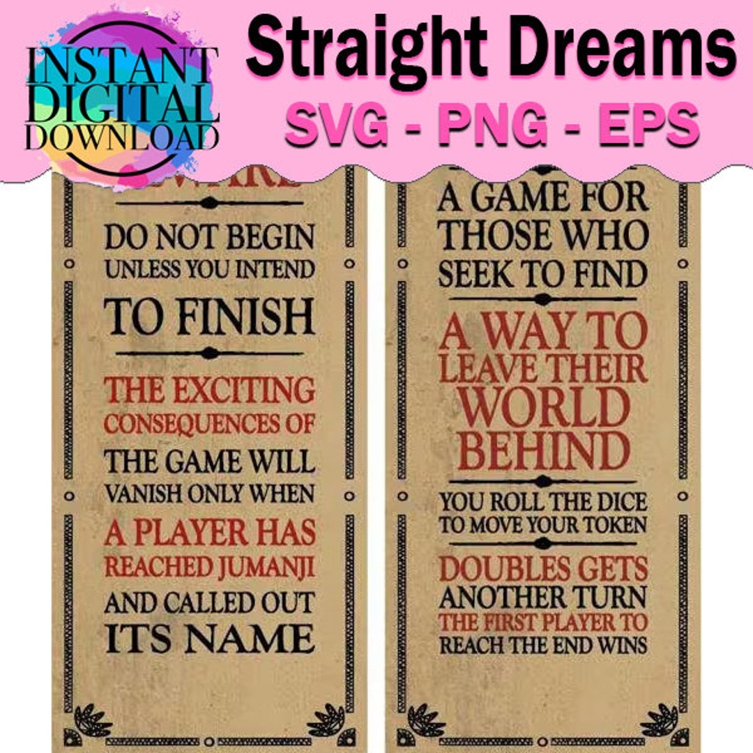 Jumanji Board Game Rules Digital File SVG PNG Etsy