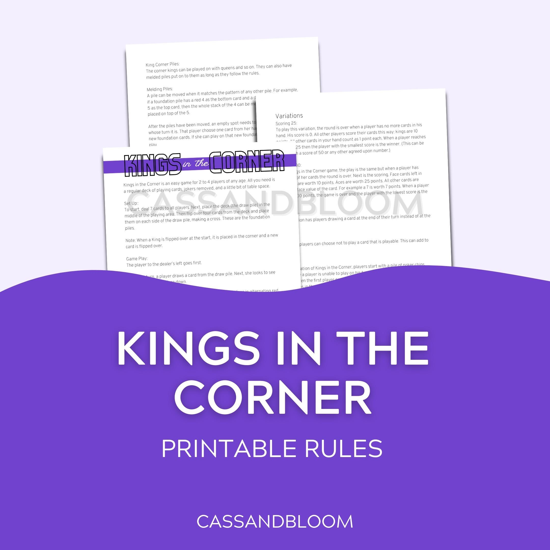 rules for kings corners card game rules for kings corners card game