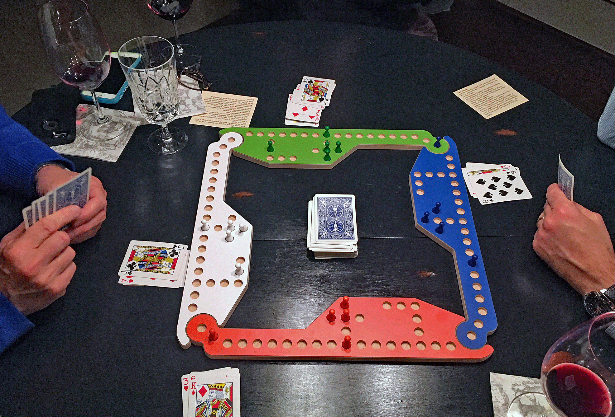 card game with pegs on a board