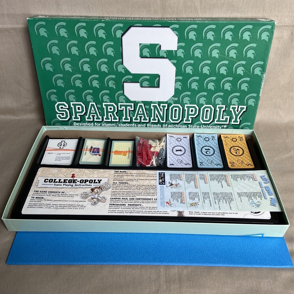 Monopoly Board Game Spartanoply Edition Collegiate Michigan State University MSU EBay