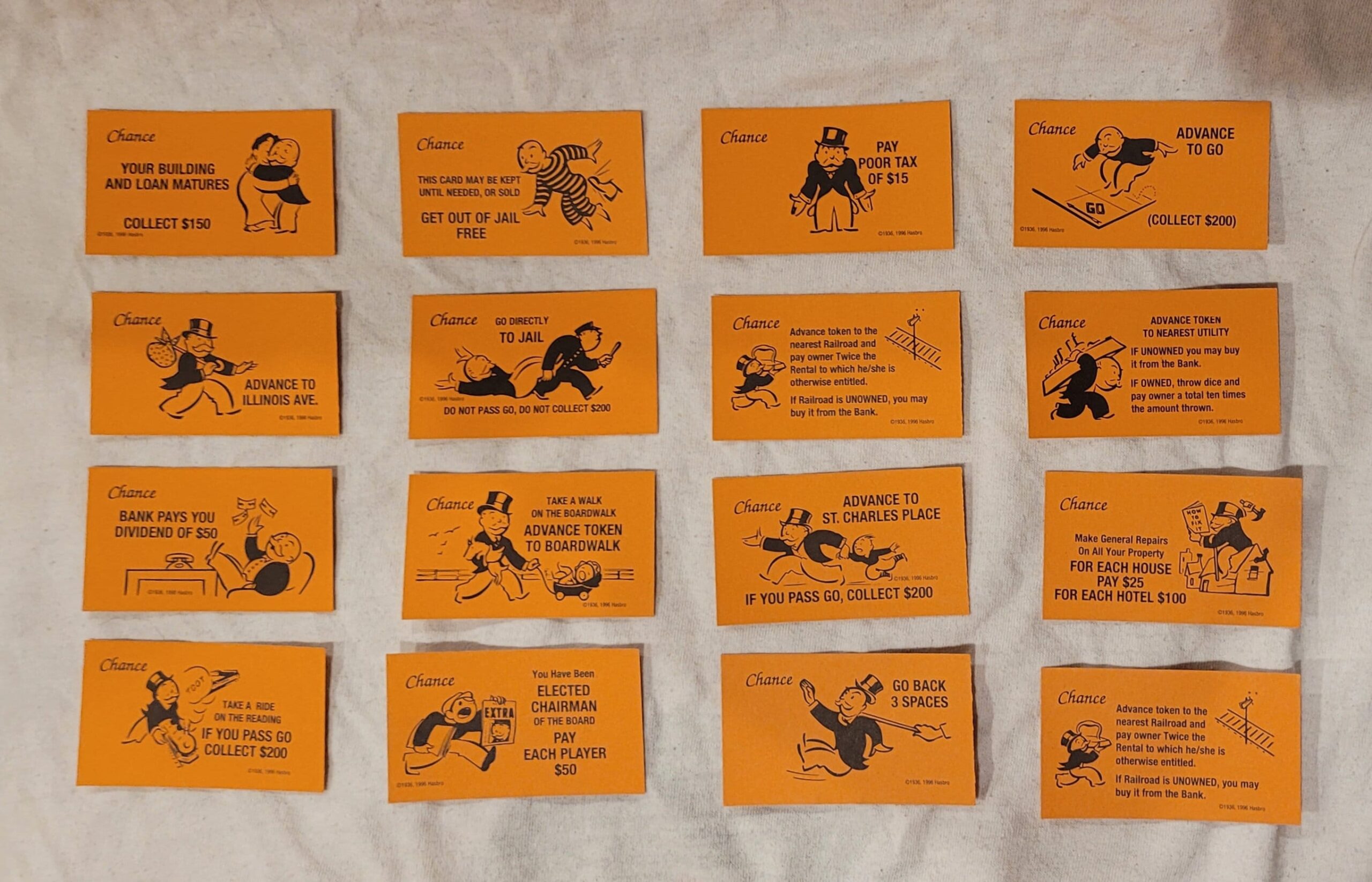 Monopoly Chance And Community Chest And House Rule Cards Replacement Cards Etsy