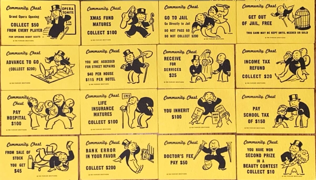 Monopoly Community Chest Cards 1935 1998 You Choose EBay