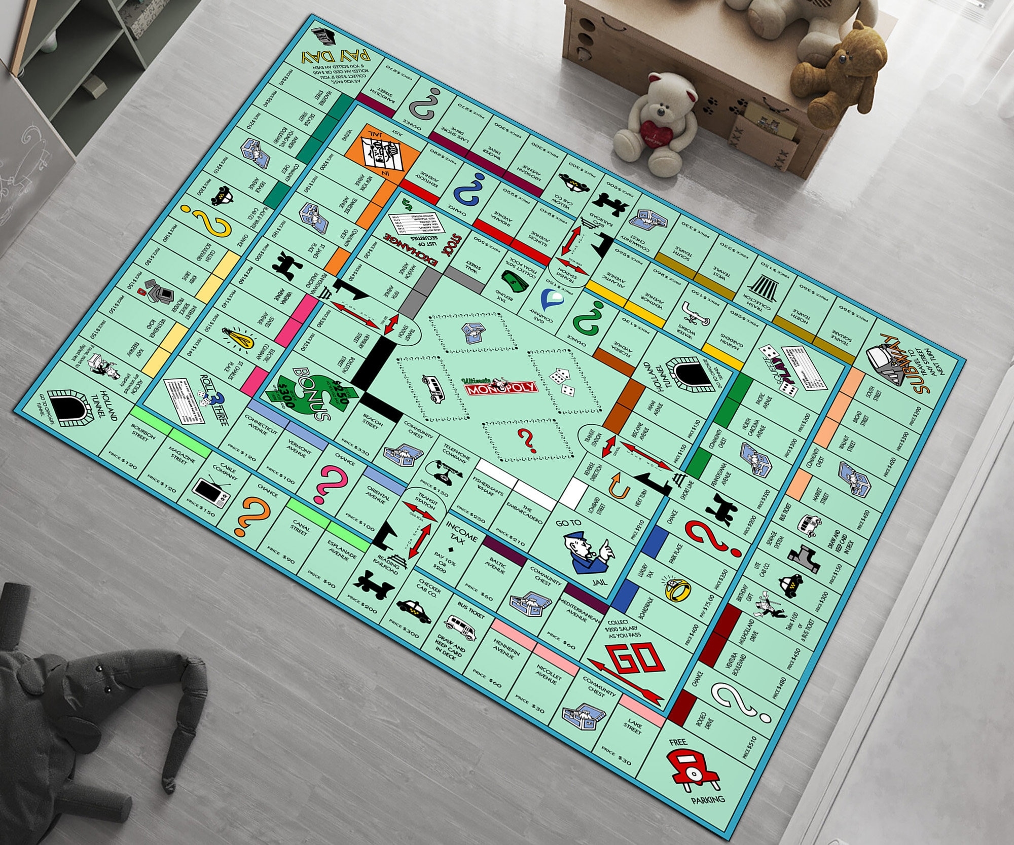 Monopoly Rug Monopoly Ultimate Rug Kids Room Decor Play Mat Rug Kindergarten Rug Kids Room Custom Rug Popular Rug Personalized Gift Etsy