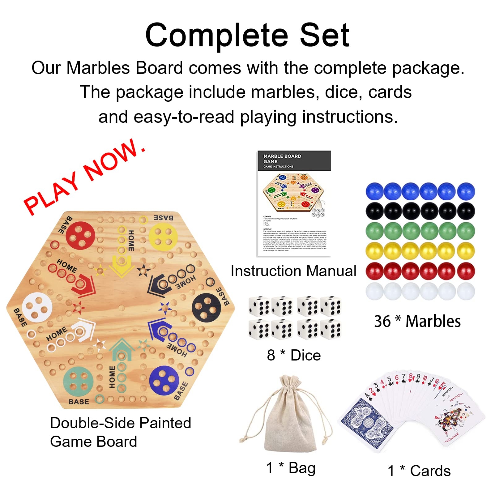MUCITAGF Original Marble Game Wahoo Board Game 20 Inch Double Side Painted Wooden Fast Track Board