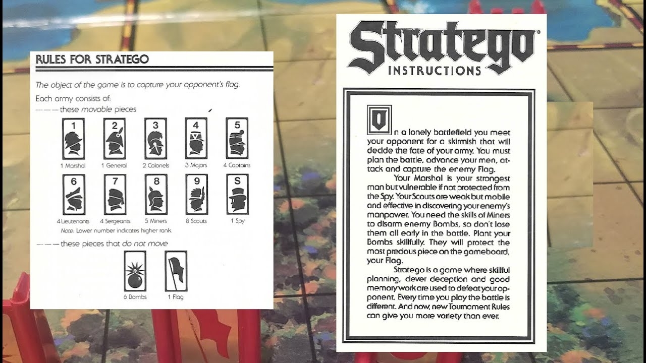 Old Version STRATEGO BoardGame Rules Instructions Board Layout 1980s 90s 70s How To Play UK Game YouTube