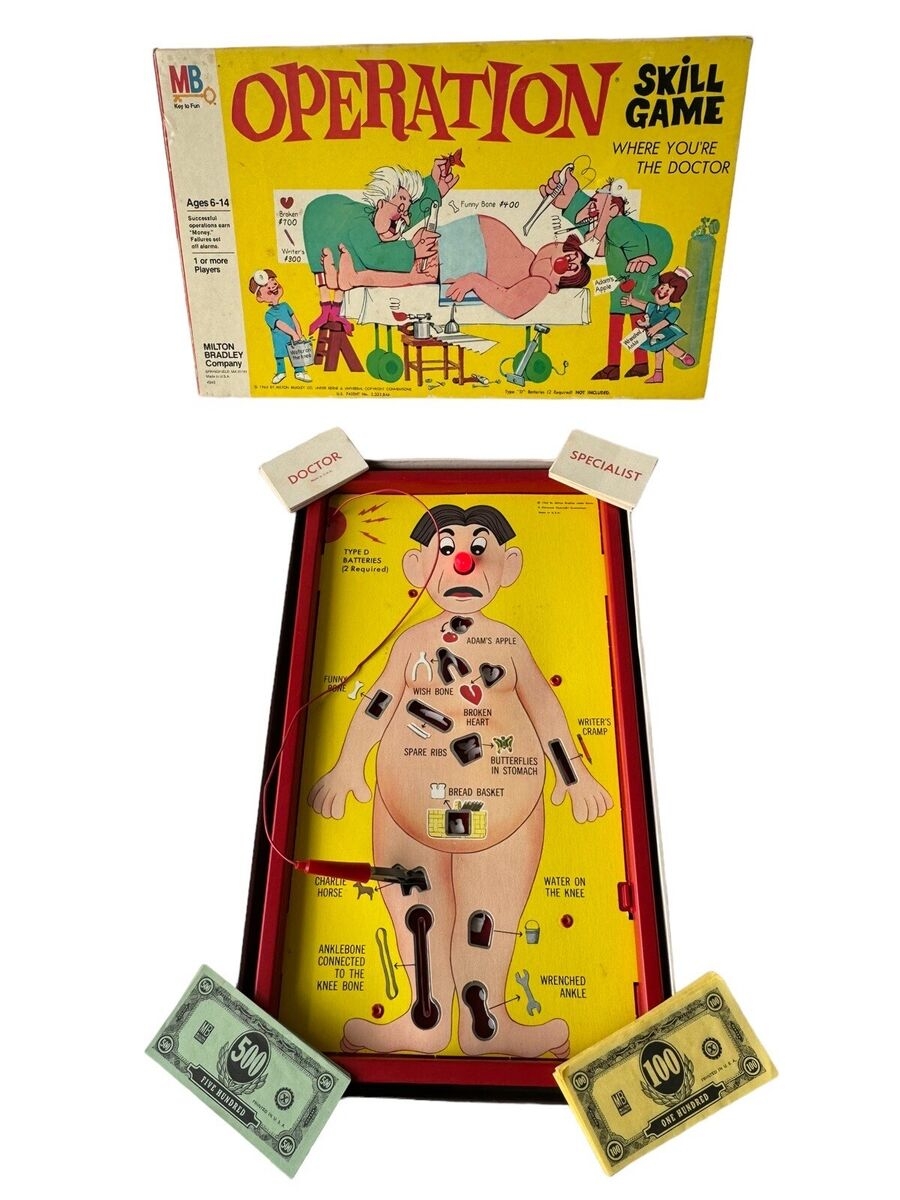 Operation Electronic Vintage Board Game 1965 Milton Bradley Smoking Doctor 4545 EBay