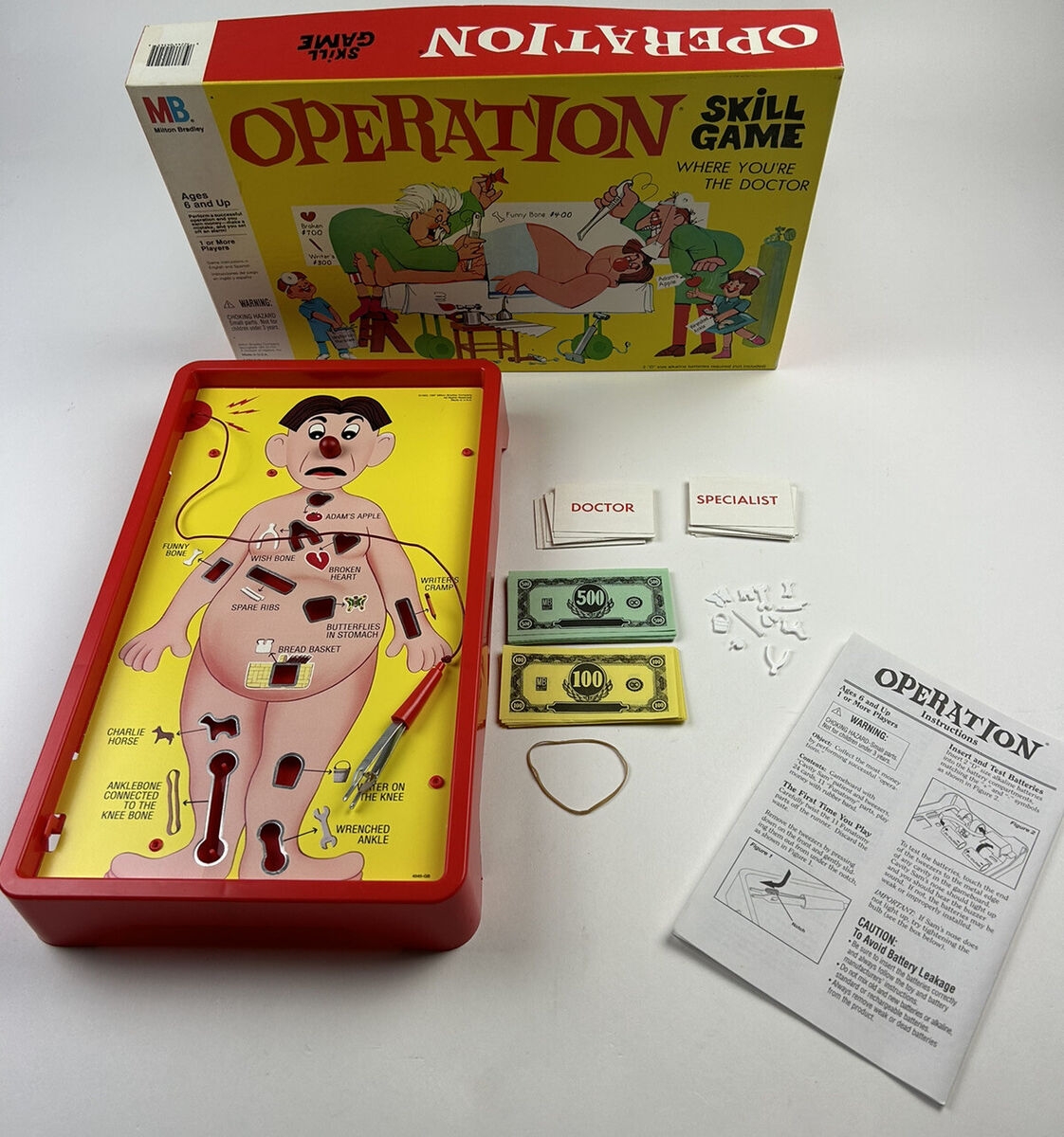 OPERATION Game retro 98 Milton Bradley 4545 Lights Up No Buzz Sound COMPLETE EBay