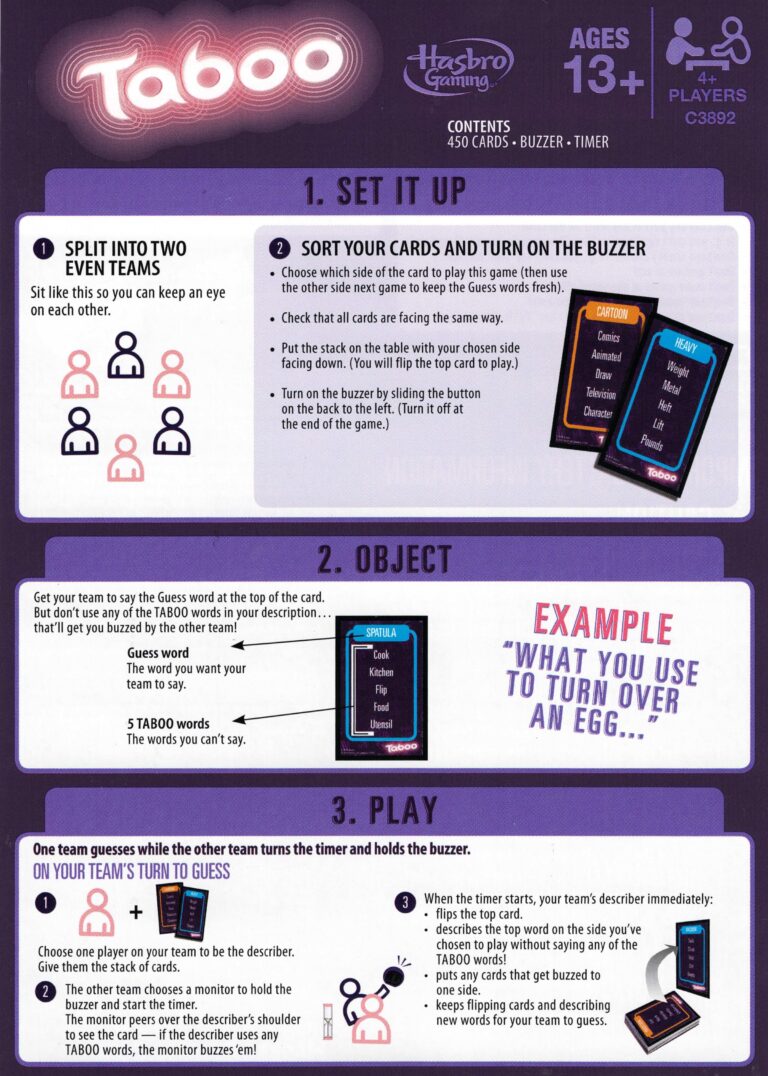 Other Words Original Rules For Taboo