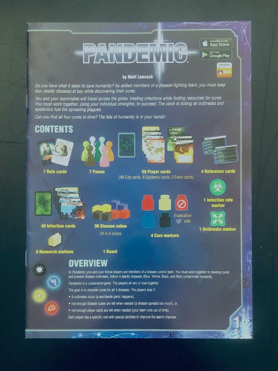 Pandemic Game Rule Book Official Extra Replacement Game Piece EBay