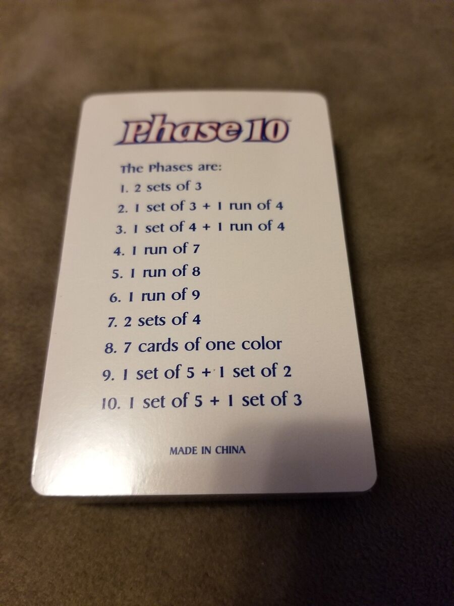 phases of phase 10 card game
