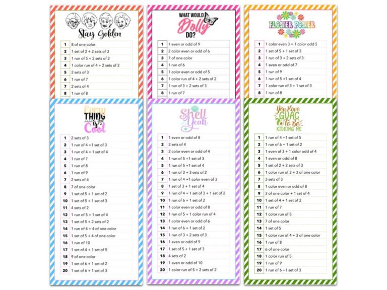 Phase 10 Phase 20 Cards Printable PDF Etsy