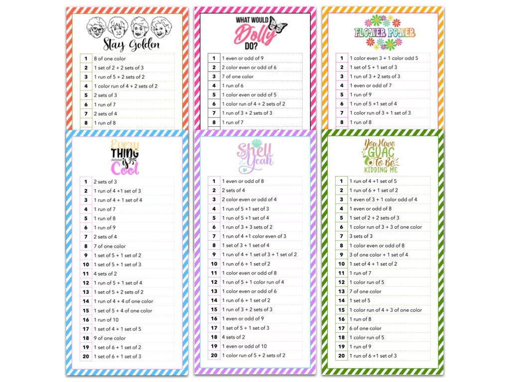 Phase 10 Phase 20 Cards Printable PDF Etsy