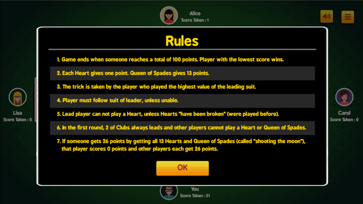  Play Hearts Card Game Online Free Online Hearts Cards Video Game For Kids Adults