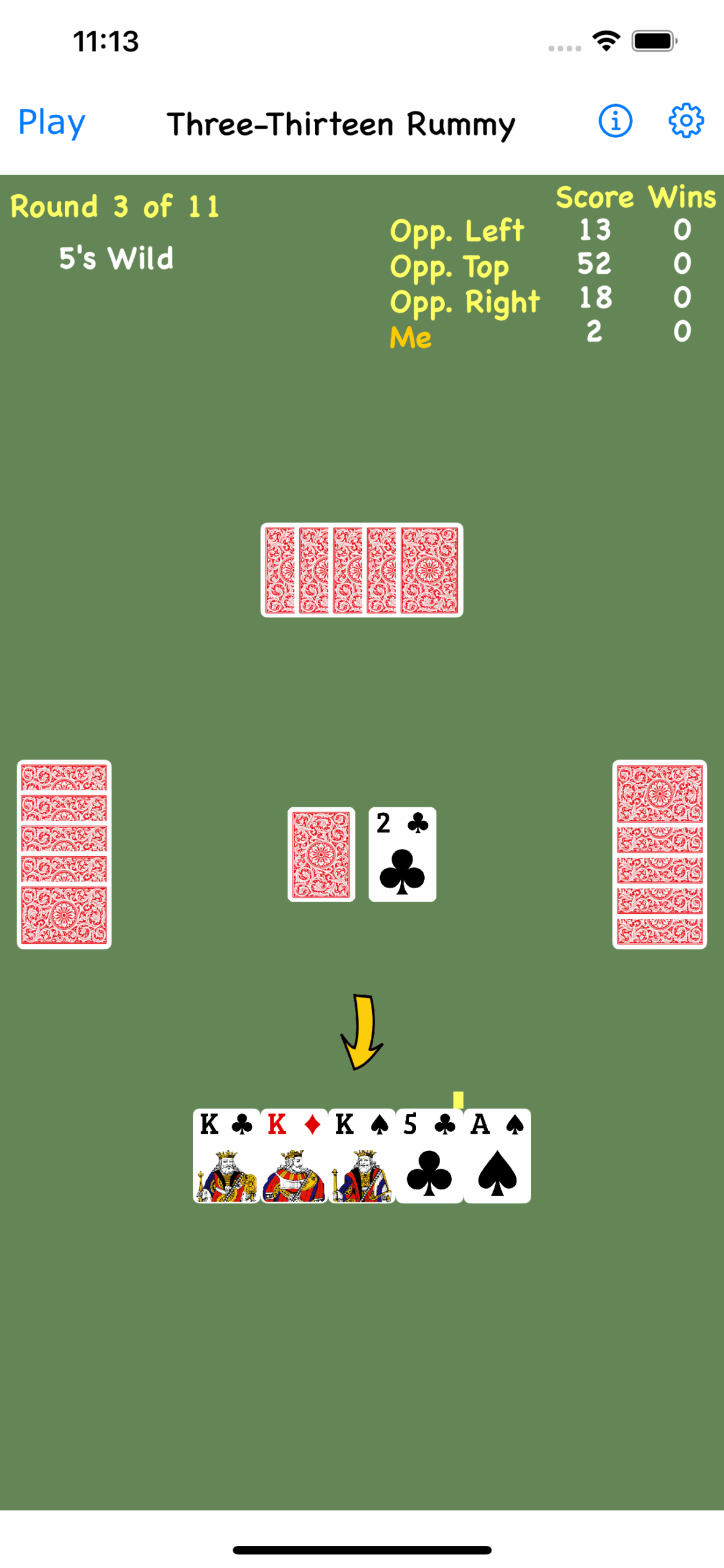 Play Three Thirteen Rummy