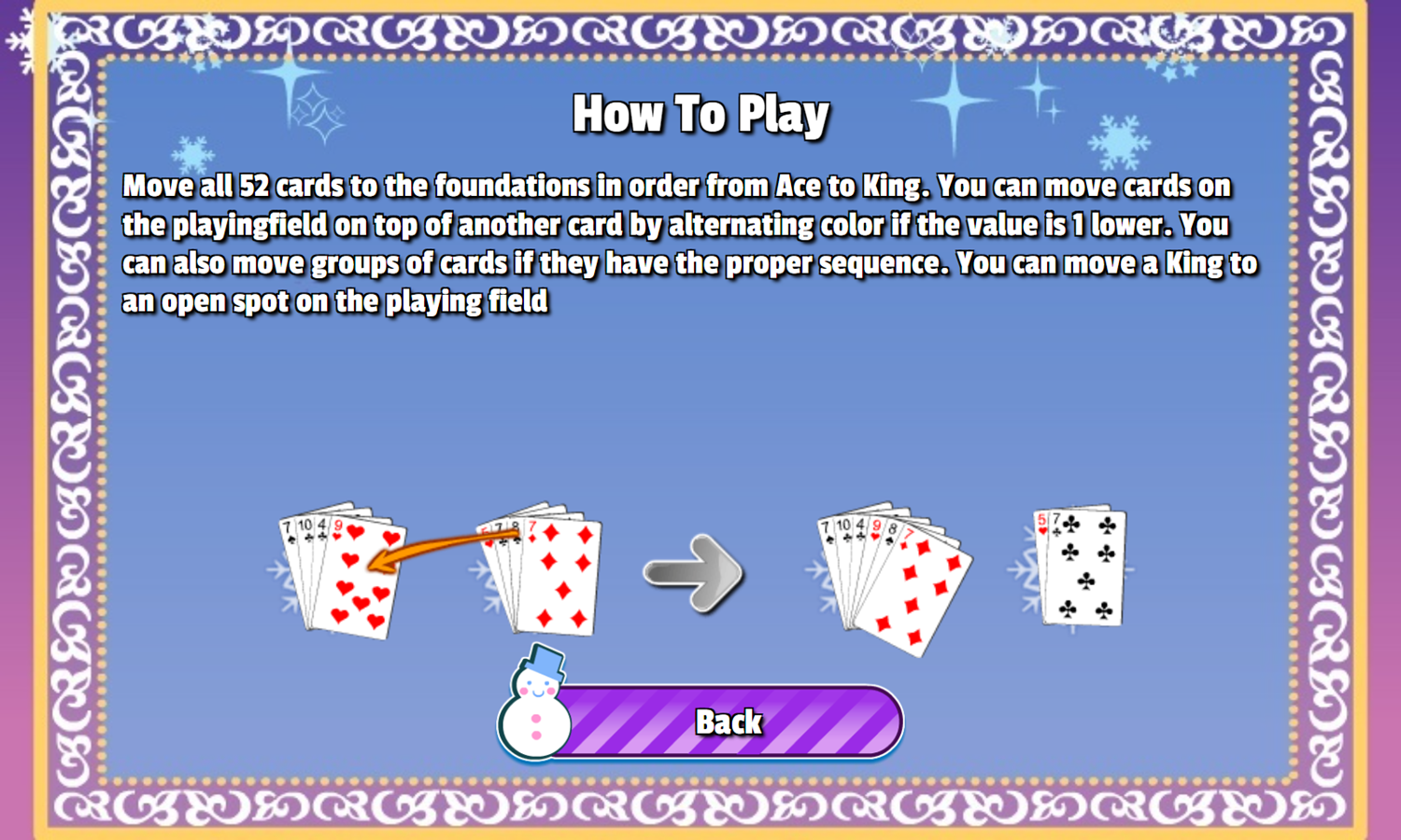  Play Winter Solitaire Game Free Online Christmas Themed Klondike Solitaire Card Video Game For Kids Adults