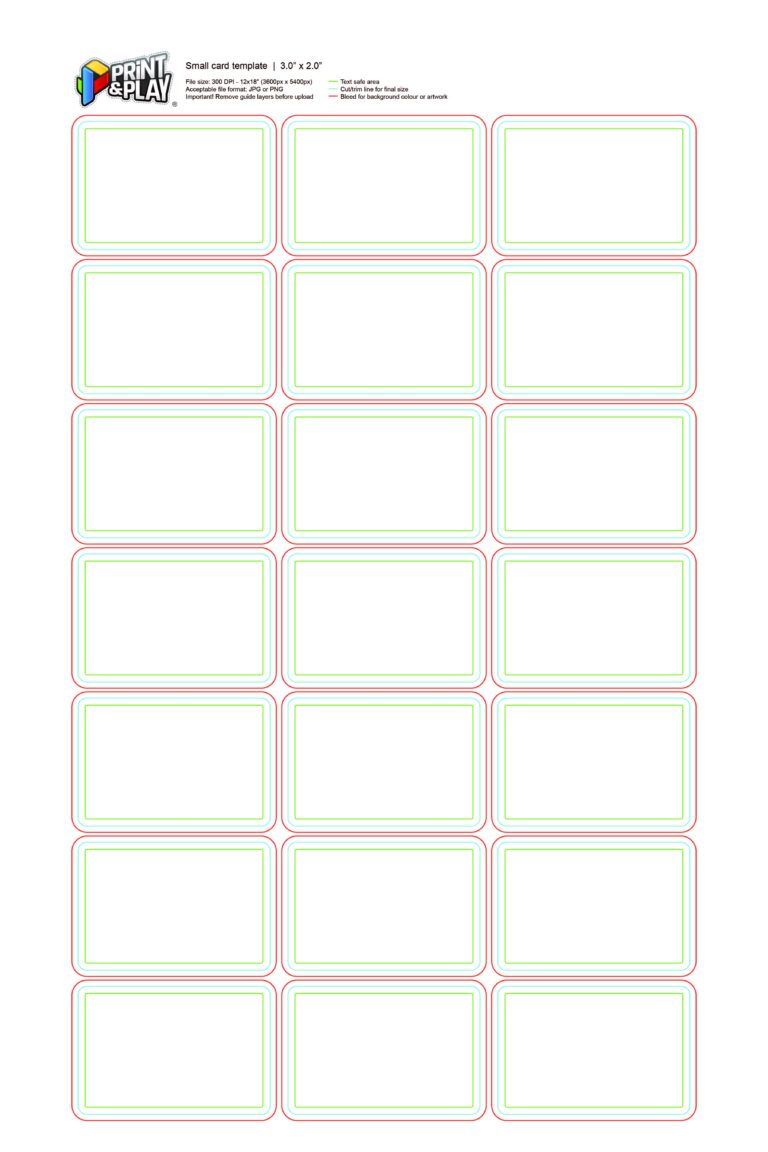 Playing Cards Formatting Templates Print Play
