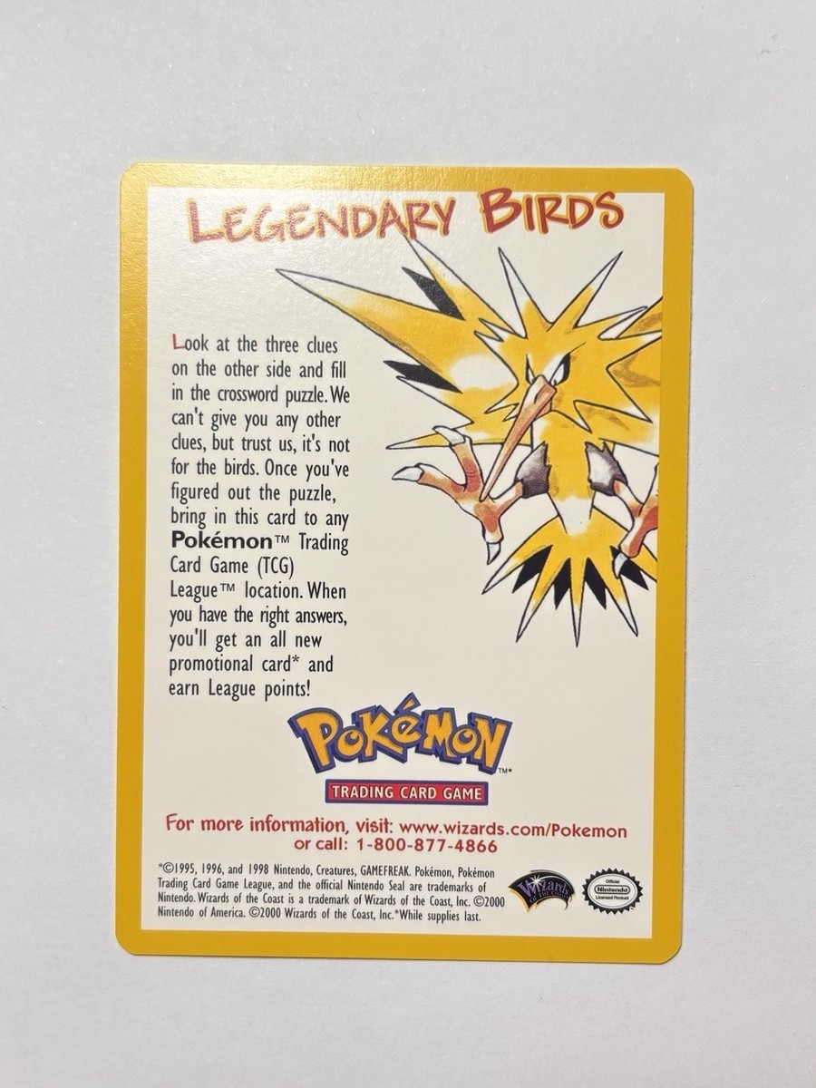 Pokemon Legendary Birds Clue Card Promo WOTC Pokemon TCG League 2002 M NM EBay