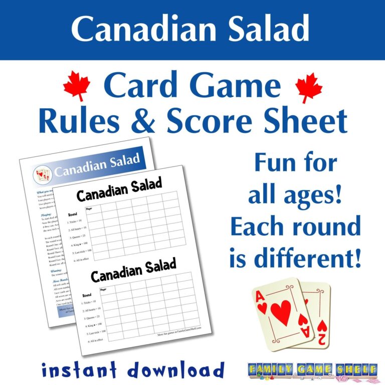 Printable Canadian Salad Card Game Rules And Score Sheet Fruit Salad Card Game Family Game Night Fun Card Game Etsy