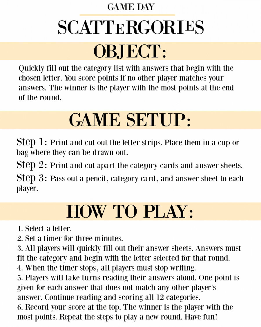 scattergories board game rules