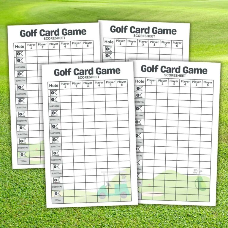 Printable Golf Card Game Scoresheet FREE PDF Scorecards