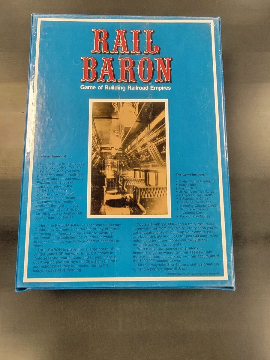 Rail Baron Game Of Building Railroad Empires 1977 Avalon Hill Bookshelf Complete EBay