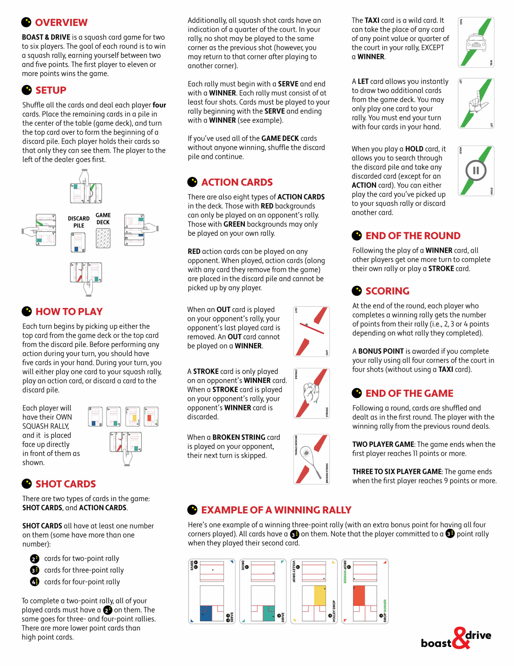 Rules Boast Drive A Squash Card Game