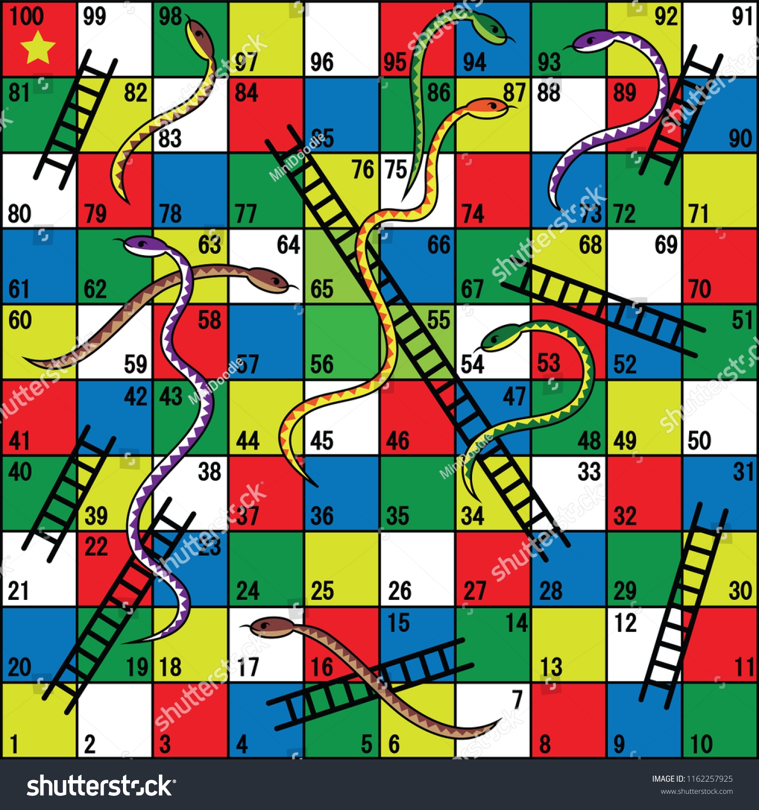 Snakes Ladders Board Game Snakes Ladders Stock Vector Royalty Free 1162257925 Shutterstock