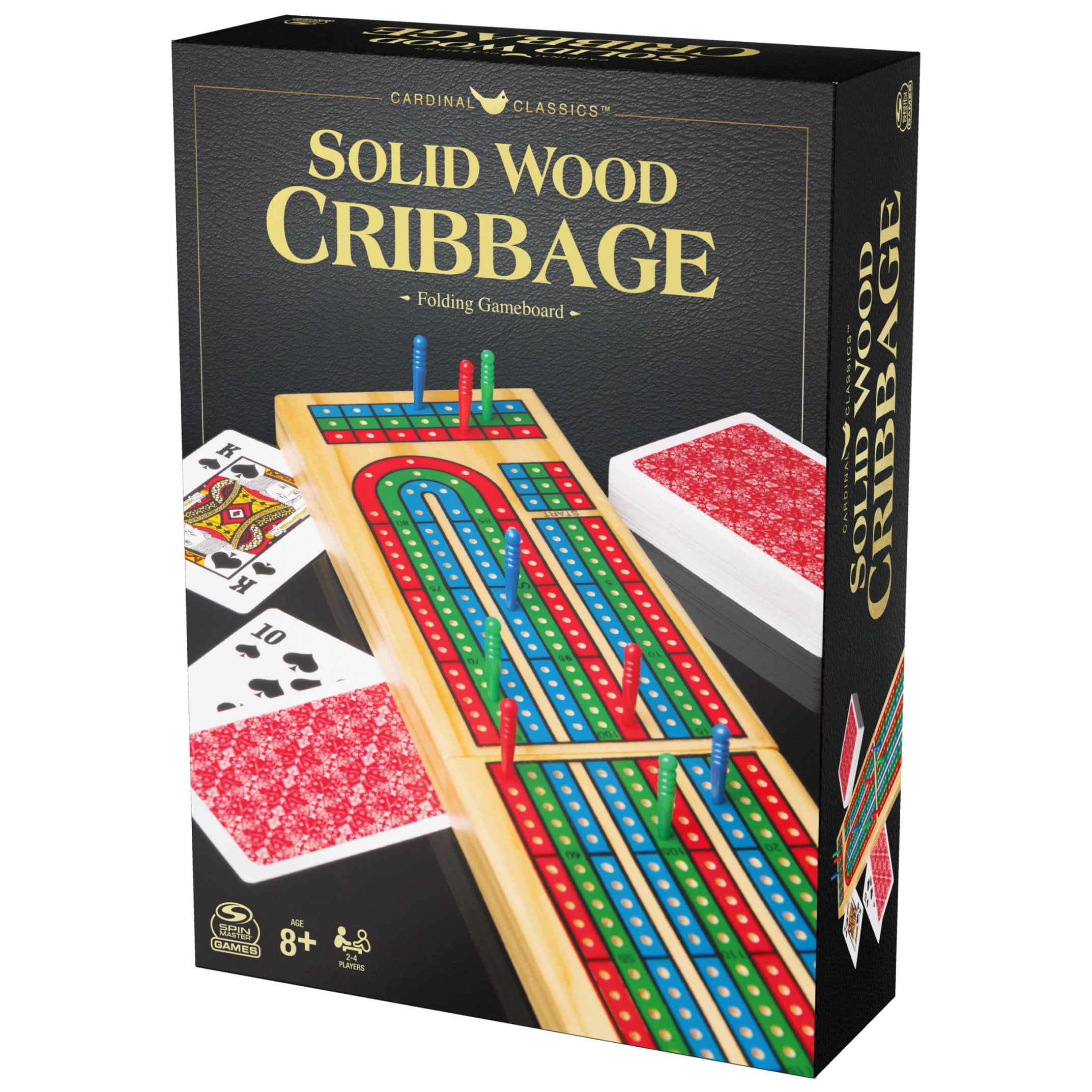 Solid Wood Cribbage Folding Board Game With Playing Cards For Families And Kids Ages 8 And Up Walmart