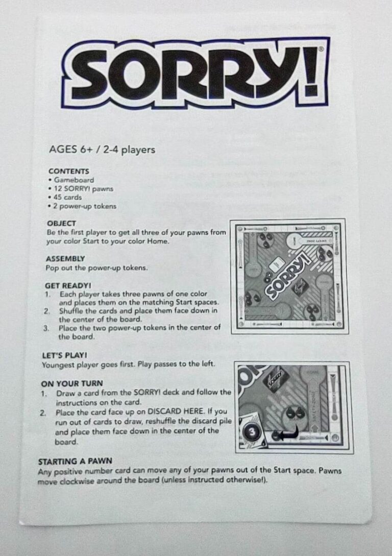 Sorry Board Game Pieces Part Fire And Ice Pawns Cards Instructions Game Board EBay
