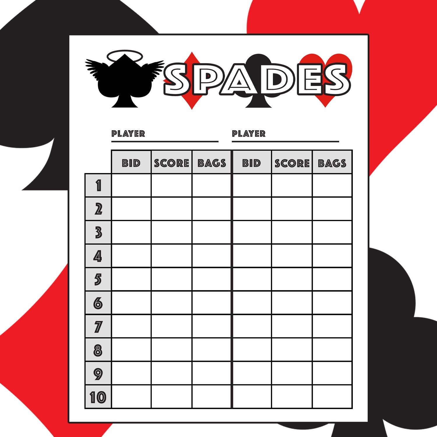 Spades Score Sheets Etsy Spades Score Sheets Etsy