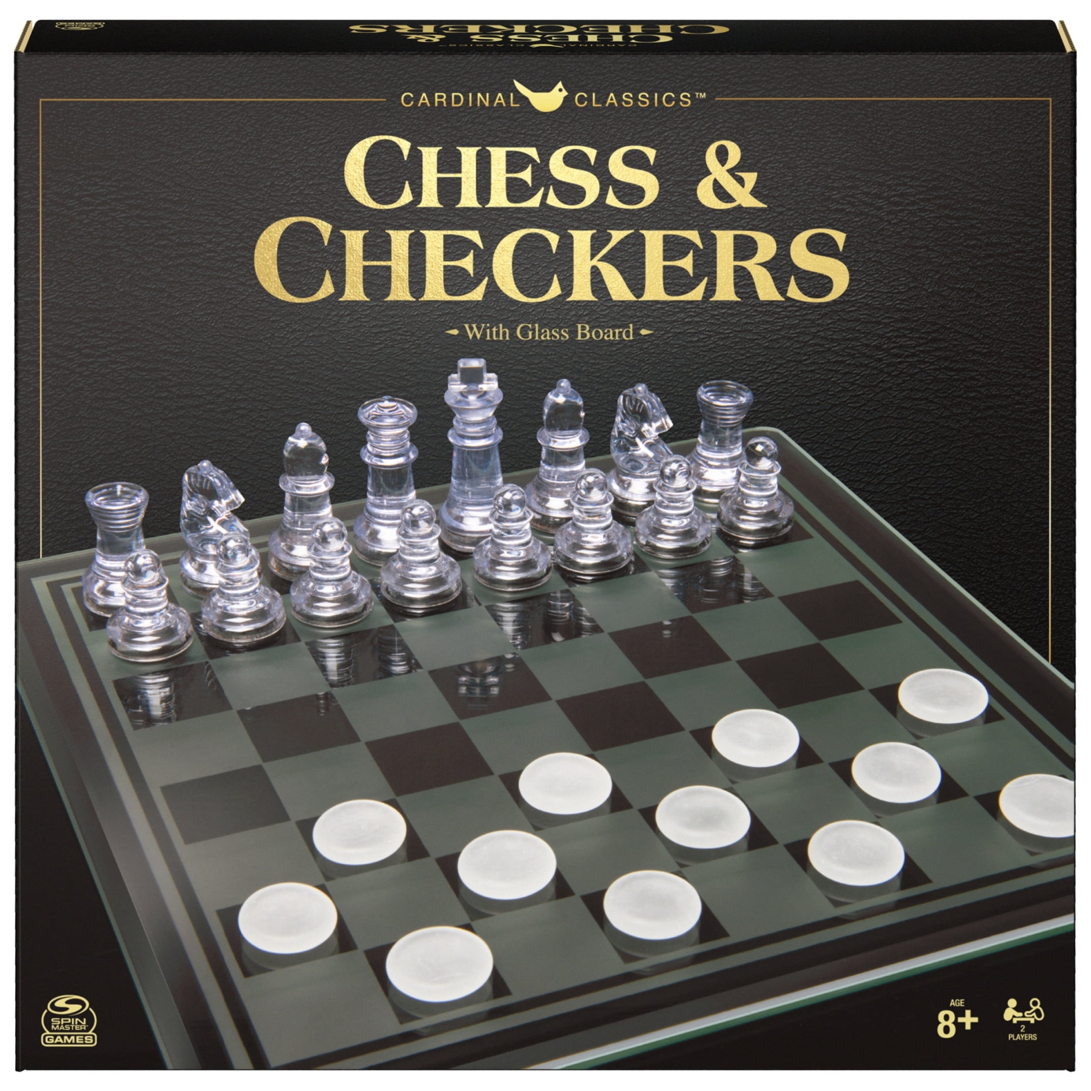 Spin Master Games Clear Chess And Checkers Set With Glass Gameboard For Ages 8 Walmart