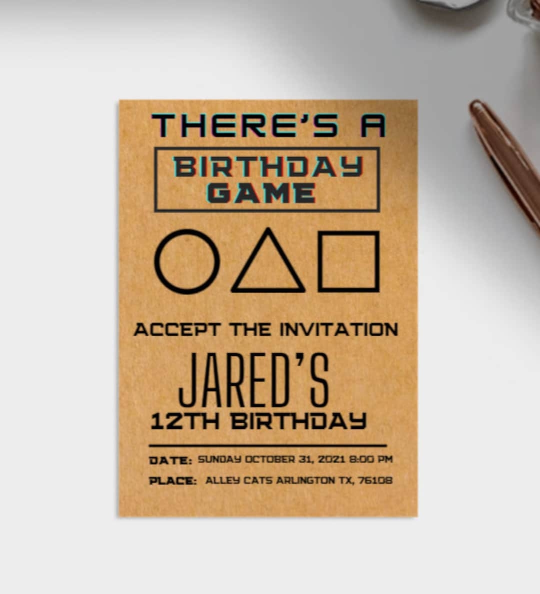 Squid Game Party Themed Invite Template Etsy