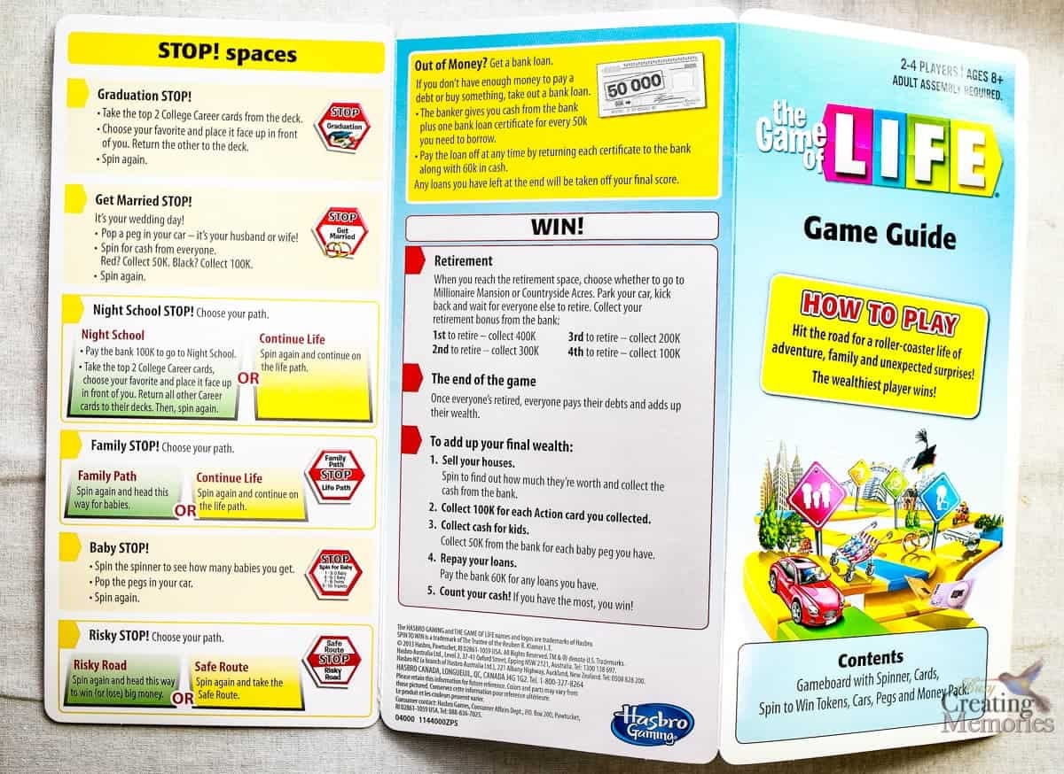 instructions for a board game