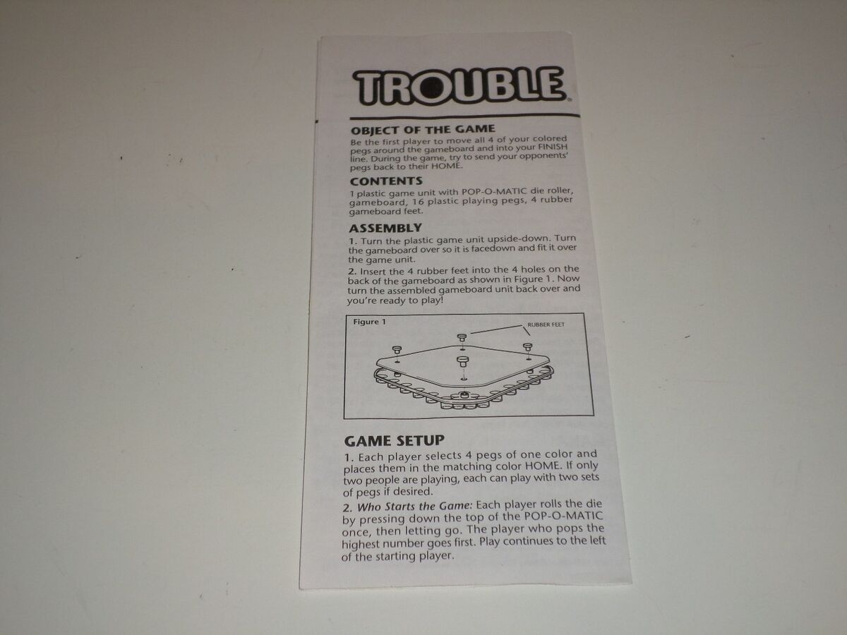 trouble board game rules
