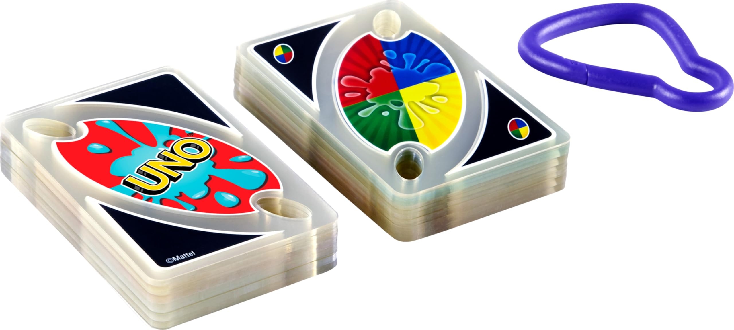 UNO Splash Card Game 108 Durable Waterproof Plastic Cards Plus Clip Makes A Great Gift For Ages 7 And Older Amazon co uk Toys Games