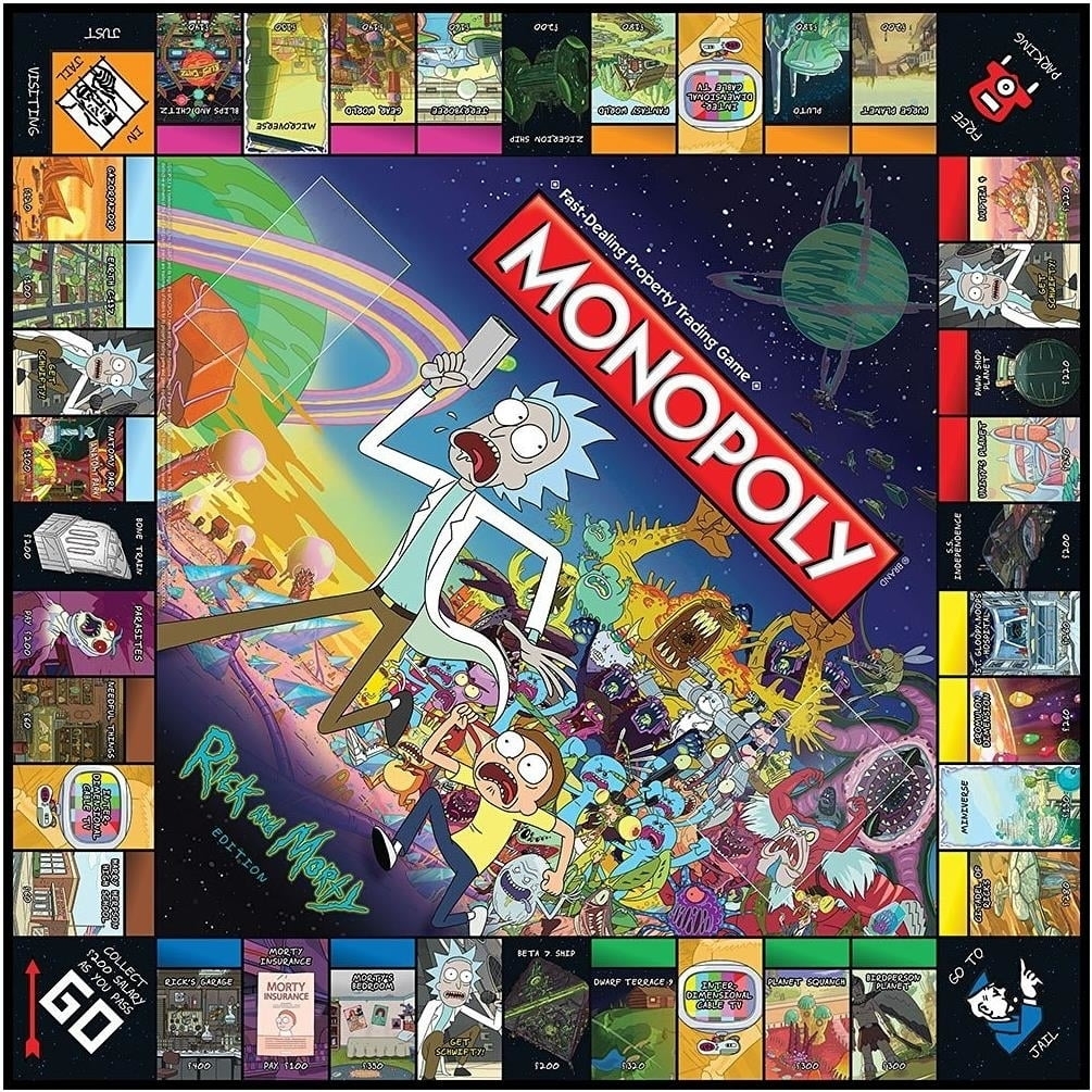 USAopoly Monopoly Rick Morty Edition Board Game 6 Collectible Tokens Ages 17 Walmart