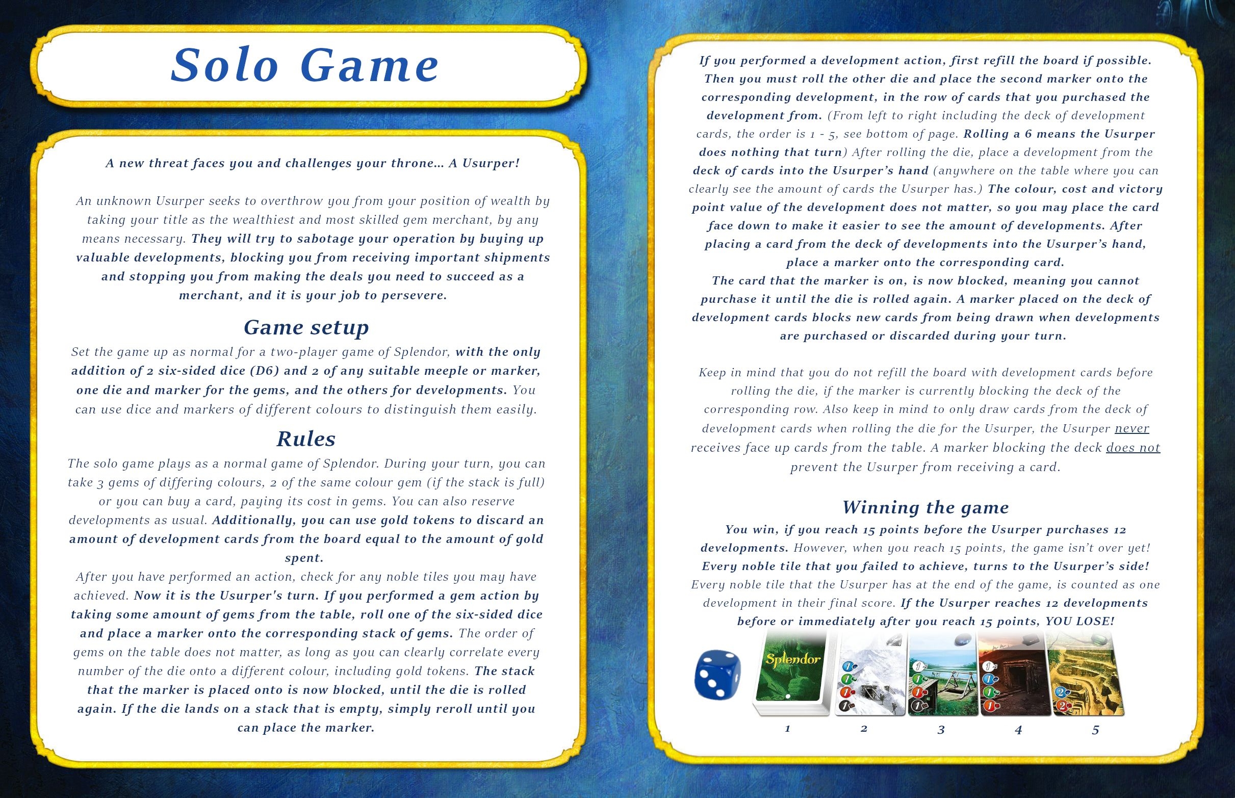 USURPER Splendor Solo Mode BoardGameGeek