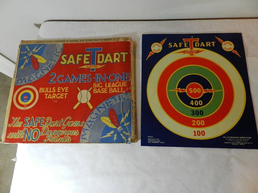 VINTAGE 2 SIDED DART GAME SAFE T DART BULLS EYE TARGET BIG LEAGUE BASEBALL EBay